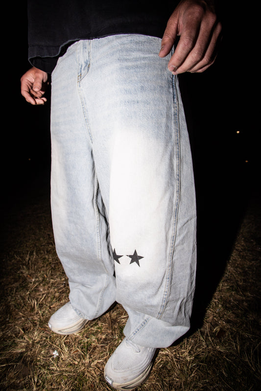 WASHED BARREL JEANS