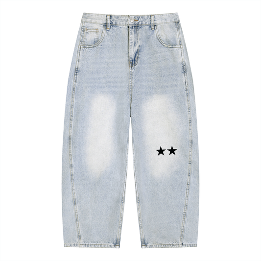 WASHED BARREL JEANS